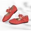 imagePANDANINJIA Toddler Girls Dress Shoes Flower Girl Flats Pearls Bow Mary Jane Wedding Party Flora ShoesRed Glitter