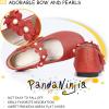 imagePANDANINJIA Toddler Girls Dress Shoes Flower Girl Flats Pearls Bow Mary Jane Wedding Party Flora ShoesRed Glitter