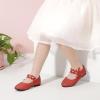 imagePANDANINJIA Toddler Girls Dress Shoes Flower Girl Flats Pearls Bow Mary Jane Wedding Party Flora ShoesRed Glitter