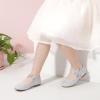 imagePANDANINJIA Toddler Girls Dress Shoes Flower Girl Flats Pearls Bow Mary Jane Wedding Party Flora ShoesSilver Sparkle