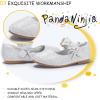 imagePANDANINJIA Toddler Girls Dress Shoes Flower Girl Flats Pearls Bow Mary Jane Wedding Party Flora ShoesSilver Sparkle