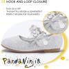 imagePANDANINJIA Toddler Girls Dress Shoes Flower Girl Flats Pearls Bow Mary Jane Wedding Party Flora ShoesSilver Sparkle