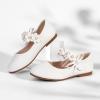 imagePANDANINJIA Toddler Girls Dress Shoes Flower Girl Flats Pearls Bow Mary Jane Wedding Party Flora ShoesWhite Pu