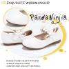 imagePANDANINJIA Toddler Girls Dress Shoes Flower Girl Flats Pearls Bow Mary Jane Wedding Party Flora ShoesWhite Pu