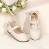 imagePANDANINJIA ToddlerLittle Kid Girls Angela Dress Mary Jane Ballet Flats Bow Flower Girl Wedding Party Ballerina Flat ShoesAg Beige Pu