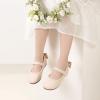 imagePANDANINJIA ToddlerLittle Kid Girls Angela Dress Mary Jane Ballet Flats Bow Flower Girl Wedding Party Ballerina Flat ShoesAg Beige Pu