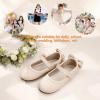 imagePANDANINJIA ToddlerLittle Kid Girls Angela Dress Mary Jane Ballet Flats Bow Flower Girl Wedding Party Ballerina Flat ShoesAg Beige Pu