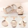 imagePANDANINJIA ToddlerLittle Kid Girls Angela Dress Mary Jane Ballet Flats Bow Flower Girl Wedding Party Ballerina Flat ShoesAg Beige Pu