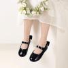 imagePANDANINJIA ToddlerLittle Kid Girls Angela Dress Mary Jane Ballet Flats Bow Flower Girl Wedding Party Ballerina Flat ShoesAg Black Patent