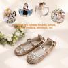 imagePANDANINJIA ToddlerLittle Kid Girls Angela Dress Mary Jane Ballet Flats Bow Flower Girl Wedding Party Ballerina Flat ShoesAg Champagne Sequin