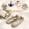 imagePANDANINJIA ToddlerLittle Kid Girls Angela Dress Mary Jane Ballet Flats Bow Flower Girl Wedding Party Ballerina Flat ShoesAg Gold Sequin