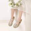 imagePANDANINJIA ToddlerLittle Kid Girls Angela Dress Mary Jane Ballet Flats Bow Flower Girl Wedding Party Ballerina Flat ShoesAg Gold Sequin