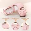 imagePANDANINJIA ToddlerLittle Kid Girls Angela Dress Mary Jane Ballet Flats Bow Flower Girl Wedding Party Ballerina Flat ShoesAg Pink Pu