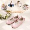 imagePANDANINJIA ToddlerLittle Kid Girls Angela Dress Mary Jane Ballet Flats Bow Flower Girl Wedding Party Ballerina Flat ShoesAg Pink Pu