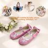 imagePANDANINJIA ToddlerLittle Kid Girls Angela Dress Mary Jane Ballet Flats Bow Flower Girl Wedding Party Ballerina Flat ShoesAg Pink Sequin