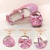 imagePANDANINJIA ToddlerLittle Kid Girls Angela Dress Mary Jane Ballet Flats Bow Flower Girl Wedding Party Ballerina Flat ShoesAg Pink Sequin