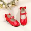 imagePANDANINJIA ToddlerLittle Kid Girls Angela Dress Mary Jane Ballet Flats Bow Flower Girl Wedding Party Ballerina Flat ShoesAg Red Patent