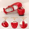 imagePANDANINJIA ToddlerLittle Kid Girls Angela Dress Mary Jane Ballet Flats Bow Flower Girl Wedding Party Ballerina Flat ShoesAg Red Patent