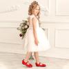 imagePANDANINJIA ToddlerLittle Kid Girls Angela Dress Mary Jane Ballet Flats Bow Flower Girl Wedding Party Ballerina Flat ShoesAg Red Patent