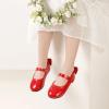 imagePANDANINJIA ToddlerLittle Kid Girls Angela Dress Mary Jane Ballet Flats Bow Flower Girl Wedding Party Ballerina Flat ShoesAg Red Patent