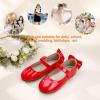 imagePANDANINJIA ToddlerLittle Kid Girls Angela Dress Mary Jane Ballet Flats Bow Flower Girl Wedding Party Ballerina Flat ShoesAg Red Patent
