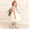 imagePANDANINJIA ToddlerLittle Kid Girls Angela Dress Mary Jane Ballet Flats Bow Flower Girl Wedding Party Ballerina Flat ShoesAg Silver Sequin