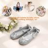 imagePANDANINJIA ToddlerLittle Kid Girls Angela Dress Mary Jane Ballet Flats Bow Flower Girl Wedding Party Ballerina Flat ShoesAg Silver Sequin