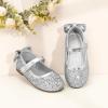 imagePANDANINJIA ToddlerLittle Kid Girls Angela Dress Mary Jane Ballet Flats Bow Flower Girl Wedding Party Ballerina Flat ShoesAg Silver Sequin