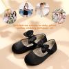 imagePANDANINJIA ToddlerLittle Kid Girls Angela Dress Mary Jane Ballet Flats Bow Flower Girl Wedding Party Ballerina Flat ShoesM Black Silk