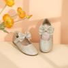 imagePANDANINJIA ToddlerLittle Kid Girls Angela Dress Mary Jane Ballet Flats Bow Flower Girl Wedding Party Ballerina Flat ShoesM Gold Glitter