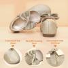 imagePANDANINJIA ToddlerLittle Kid Girls Angela Dress Mary Jane Ballet Flats Bow Flower Girl Wedding Party Ballerina Flat ShoesM Gold Glitter