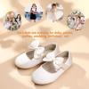 imagePANDANINJIA ToddlerLittle Kid Girls Angela Dress Mary Jane Ballet Flats Bow Flower Girl Wedding Party Ballerina Flat ShoesM Ivory Silk