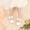 imagePANDANINJIA ToddlerLittle Kid Girls Angela Dress Mary Jane Ballet Flats Bow Flower Girl Wedding Party Ballerina Flat ShoesM Ivory Silk