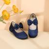imagePANDANINJIA ToddlerLittle Kid Girls Angela Dress Mary Jane Ballet Flats Bow Flower Girl Wedding Party Ballerina Flat ShoesM Navy Silk