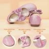 imagePANDANINJIA ToddlerLittle Kid Girls Angela Dress Mary Jane Ballet Flats Bow Flower Girl Wedding Party Ballerina Flat ShoesM Pink Glitter