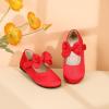 imagePANDANINJIA ToddlerLittle Kid Girls Angela Dress Mary Jane Ballet Flats Bow Flower Girl Wedding Party Ballerina Flat ShoesM Red Silk