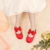 imagePANDANINJIA ToddlerLittle Kid Girls Angela Dress Mary Jane Ballet Flats Bow Flower Girl Wedding Party Ballerina Flat ShoesM Red Silk
