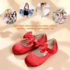 imagePANDANINJIA ToddlerLittle Kid Girls Angela Dress Mary Jane Ballet Flats Bow Flower Girl Wedding Party Ballerina Flat ShoesM Red Silk