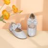 imagePANDANINJIA ToddlerLittle Kid Girls Angela Dress Mary Jane Ballet Flats Bow Flower Girl Wedding Party Ballerina Flat ShoesM Silver Glitter