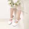 imagePANDANINJIA ToddlerLittle Kid Girls Angela Dress Mary Jane Ballet Flats Bow Flower Girl Wedding Party Ballerina Flat ShoesWhite Pu 01