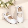 imagePANDANINJIA ToddlerLittle Kid Girls Angela Dress Mary Jane Ballet Flats Bow Flower Girl Wedding Party Ballerina Flat ShoesWhite Pu 01