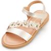 imagePANDANINJIA Gina Girls Sandals Open Toe Summer Flats Dress Sandals Shoes ToddlerLittle KidBig KidDiana Champagne Pu