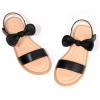 imagePANDANINJIA Gina Girls Sandals Open Toe Summer Flats Dress Sandals Shoes ToddlerLittle KidBig KidElla Black Pu