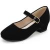 imagePANDANINJIA Girls Dress Shoes Toddler Little Big Kid Chunky Heels Wedding Party School PNEMY Flower Girl ShoesBlack Nubuck