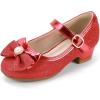 imagePANDANINJIA Girls Dress Shoes Toddler Little Big Kid Chunky Heels Wedding Party School PNEMY Flower Girl ShoesR Red Glitter