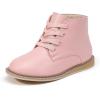 imagePANDANINJIA Toddler Girls Boots Kids Fashion Spring Fall Short Ankle Booties Comfort Lace Up Girl Flats Dress ShoesPinkpu
