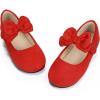 imagePANDANINJIA ToddlerLittle Kid Girls Angela Dress Mary Jane Ballet Flats Bow Flower Girl Wedding Party Ballerina Flat ShoesRedsuede