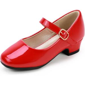 imagePANDANINJIA Girls Dress Shoes Toddler Little Big Kid Chunky Heels Wedding Party School PNEMY Flower Girl ShoesRed Patent