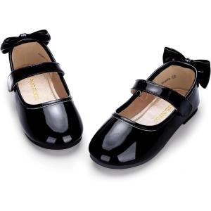 imagePANDANINJIA ToddlerLittle Kid Girls Angela Dress Mary Jane Ballet Flats Bow Flower Girl Wedding Party Ballerina Flat ShoesAg Black Patent