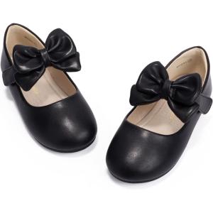 imagePANDANINJIA ToddlerLittle Kid Girls Angela Dress Mary Jane Ballet Flats Bow Flower Girl Wedding Party Ballerina Flat ShoesMe Black Pu